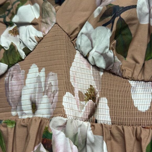 Express Brown Maxi Sundress Off the Shoulder Floral Size Small NWOT - Picture 7 of 7